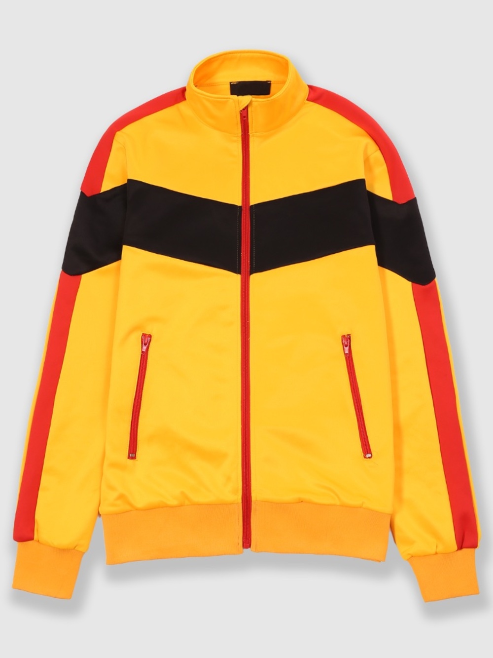 NWT FXN Men's Retro Colorblock Track Jacket Yellow Black Red (Medium)